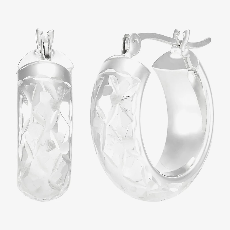Womens 10K Gold 15mm Round Hoop Earrings