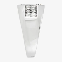 Mens Black Cubic Zirconia Sterling Silver Diamond Fashion Ring