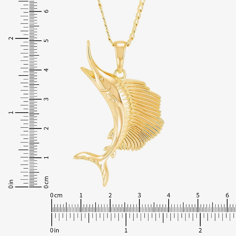 Limited Quantities! Sail Fish Womens 14K Gold Over Silver 22 Inch Pendant Necklace