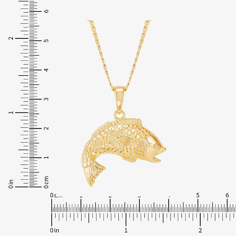 Limited Quantities! Fish Womens 14K Gold Over Silver 22 Inch Pendant Necklace