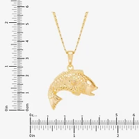 Limited Quantities! Fish Womens 14K Gold Over Silver 22 Inch Pendant Necklace