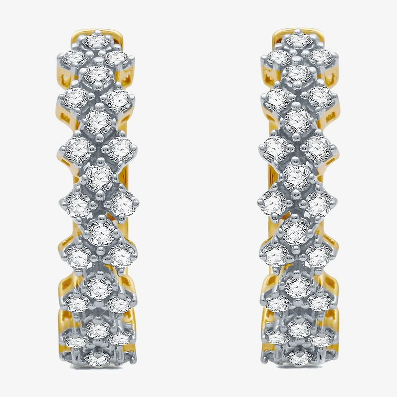 1/2 CT. T.W. Natural White Diamond 10K White or Yellow Gold 18.4mm Hoop Earrings