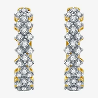 1/2 CT. T.W. Natural White Diamond 10K White or Yellow Gold 18.4mm Hoop Earrings
