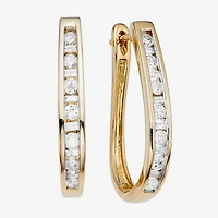 1/2 CT.T.W. Natural Diamond 10K Yellow Gold Hoop Earrings