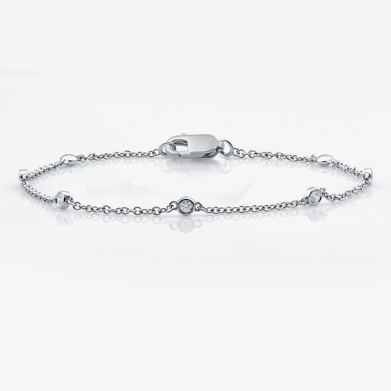 10K White Gold 7 1/2 Inch Solid Link Bracelet