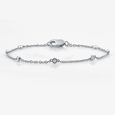 10K White Gold 7 1/2 Inch Solid Link Bracelet