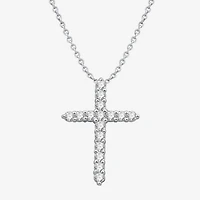 (H-I / I1) Womens 1/2 CT. T.W. Lab Grown White Diamond 10K Gold Cross Pendant Necklace