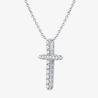 (H-I / I1) Womens 1/2 CT. T.W. Lab Grown White Diamond 10K Gold Cross Pendant Necklace
