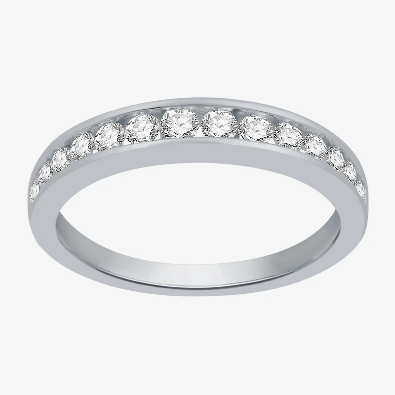 (I-J / I2) Womens 3MM 1/2 CT. T.W. Natural White Diamond 14K Gold Wedding Band