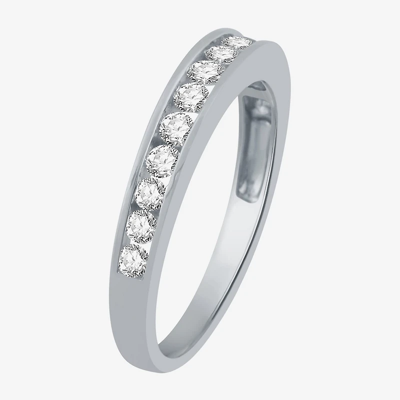 (I-J / I2) Womens 3MM 1/2 CT. T.W. Natural White Diamond 14K Gold Wedding Band