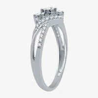 (I-J / I3) Womens 1/4 CT. T.W. Natural White Diamond 10K Gold Crossover Side Stone Promise Ring