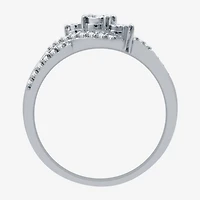 (I-J / I3) Womens 1/4 CT. T.W. Natural White Diamond 10K Gold Crossover Side Stone Promise Ring