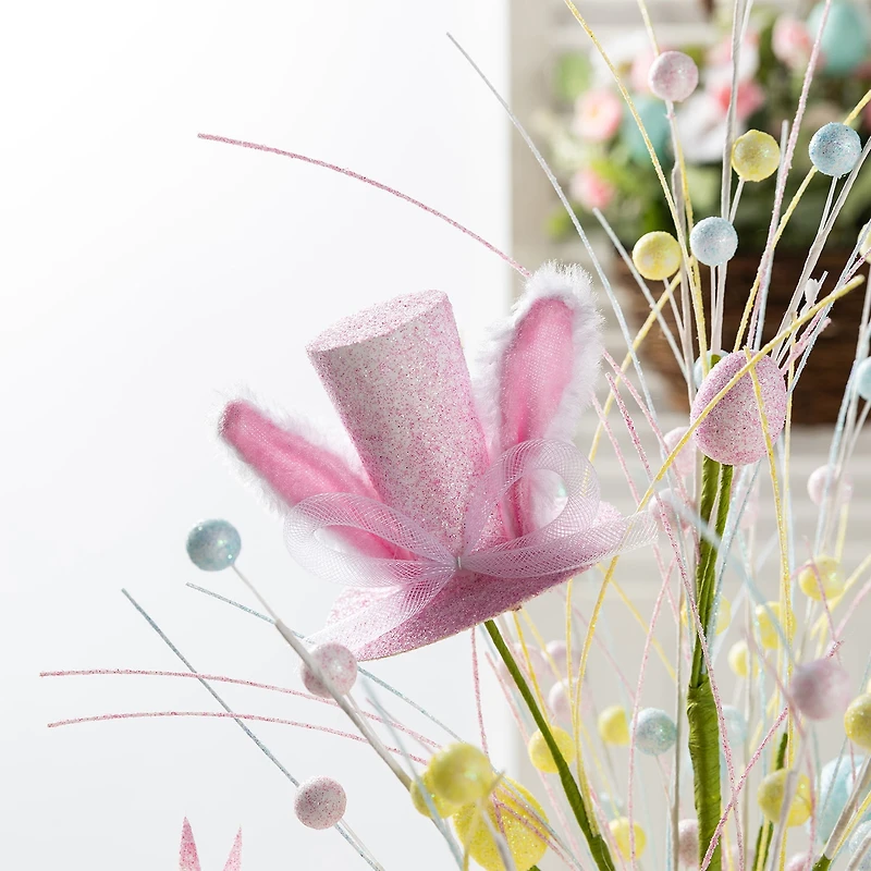 Glitzhome 21" Glitter Egg And Top Hat Easter Tabletop Decor