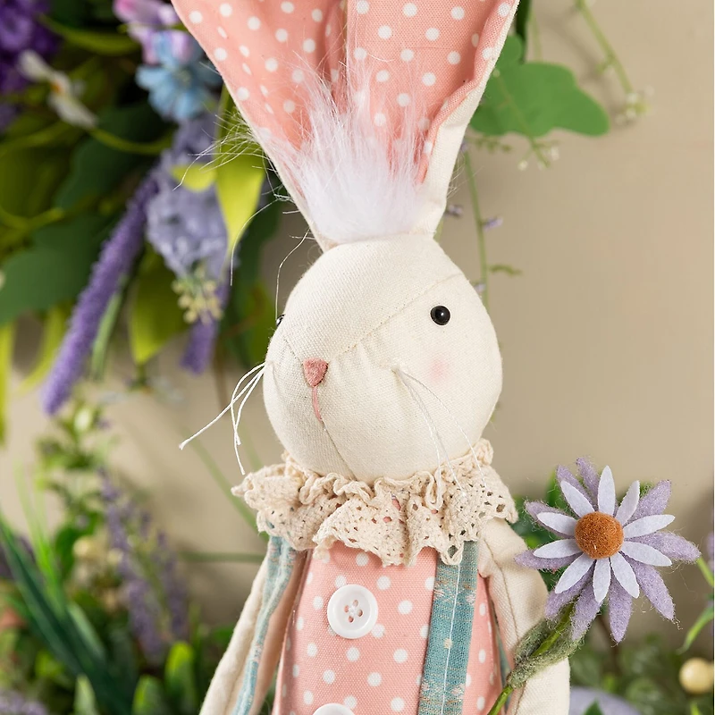 Glitzhome 30" Fabric Girl Bunny Easter Tabletop Decor