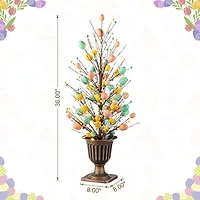 Glitzhome Egg & Berries Urn Porch Tree Easter Tabletop Decor