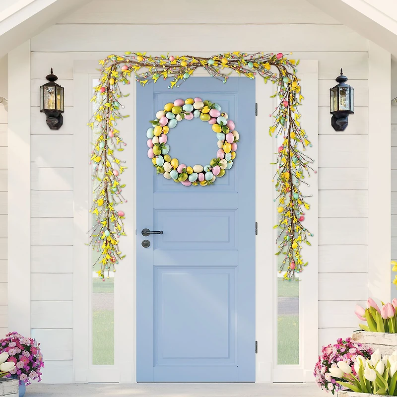 Glitzhome 72" Egg And Flower Easter Garland