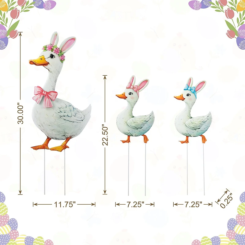Glitzhome Metal Duck Family Easter Yard Art