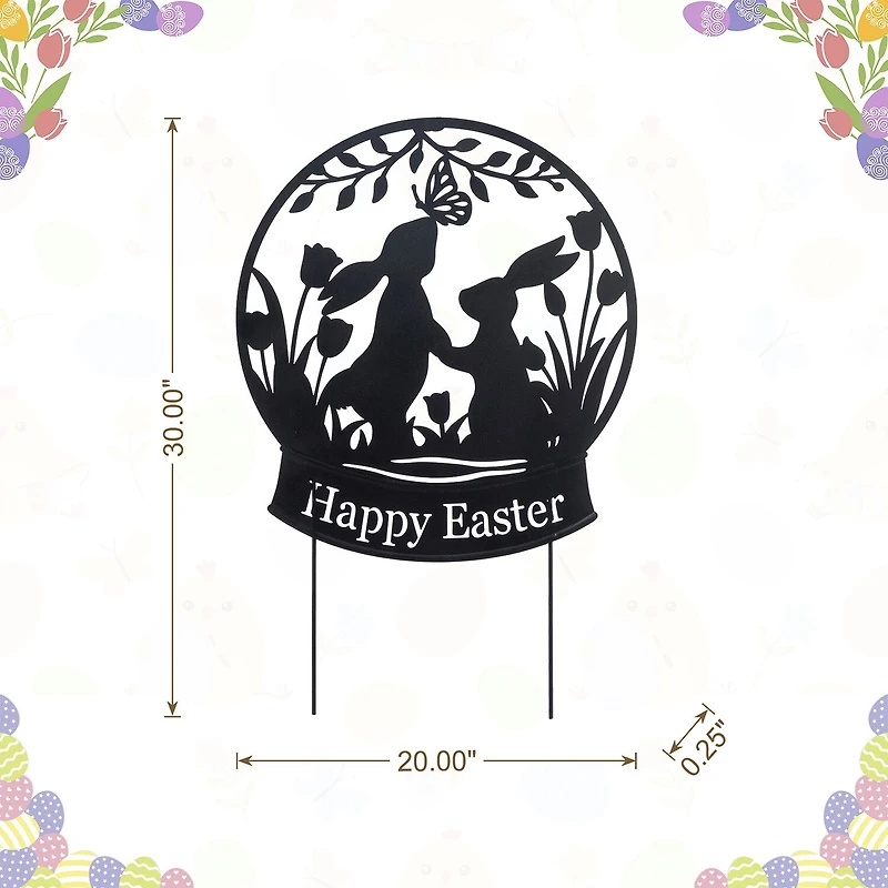 Glitzhome 30" Silhouette Bunny Couple Easter Yard Art