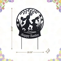 Glitzhome 30" Silhouette Bunny Couple Easter Yard Art