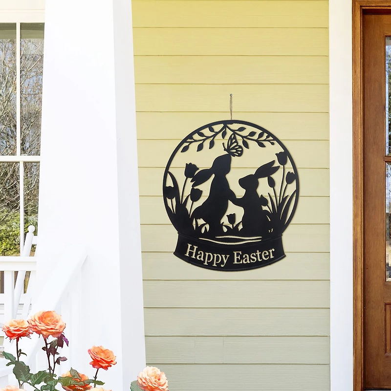 Glitzhome 30" Silhouette Bunny Couple Easter Yard Art