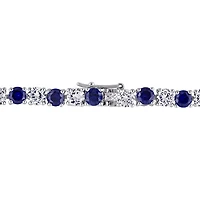 Womens Lab Created Blue Sapphire Sterling Silver 7.25 Inch Tennis Bracelet