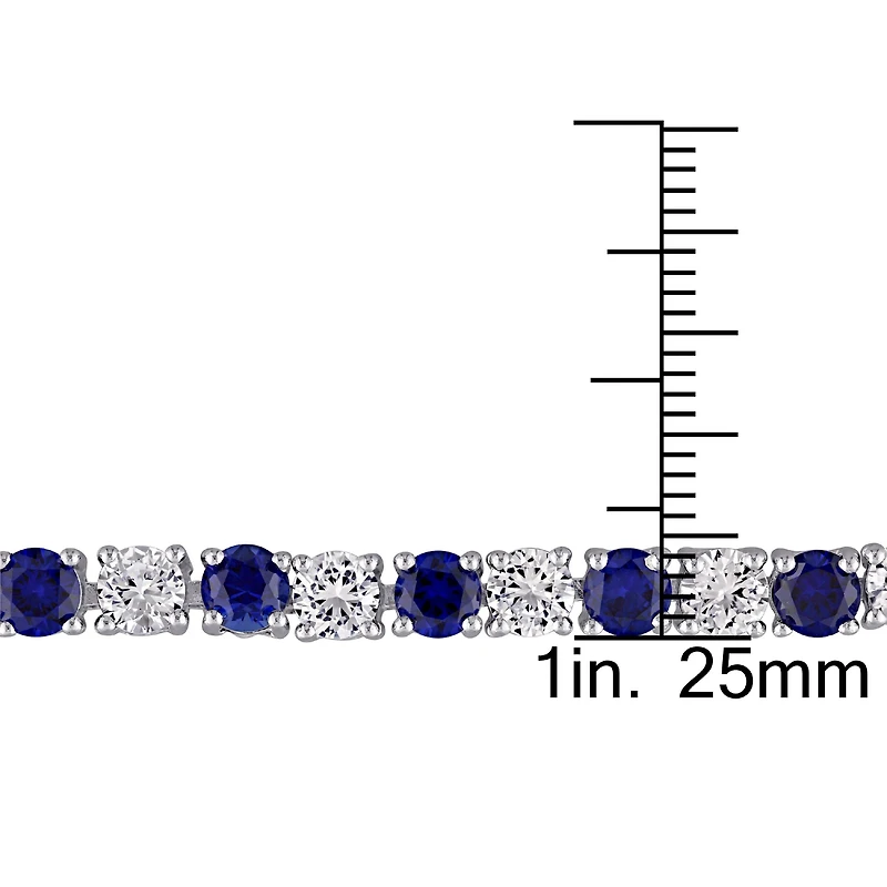 Womens Lab Created Blue Sapphire Sterling Silver 7.25 Inch Tennis Bracelet