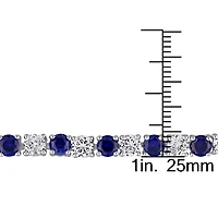 Womens Lab Created Blue Sapphire Sterling Silver 7.25 Inch Tennis Bracelet