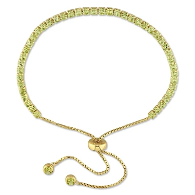 Womens Genuine Green Peridot Sterling Silver Bolo Bracelet