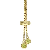 Womens Genuine Green Peridot Sterling Silver Bolo Bracelet