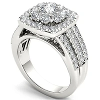 Womens 2 CT. T.W. Natural White Diamond 14K Gold Cushion Halo Engagement Ring
