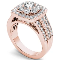 Womens CT. T.W. Natural White Diamond 14K Gold Cushion Side Stone Halo Engagement Ring