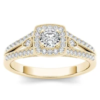 Womens 1/2 CT. T.W. Natural White Diamond 10K Gold Cushion Engagement Ring