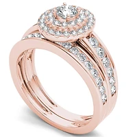 Womens 1 CT. T.W. Natural White Diamond 10K Gold Round Side Stone Bridal Set