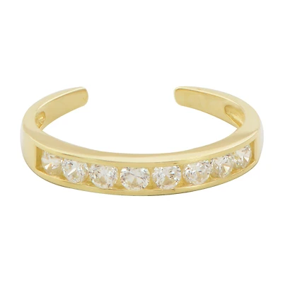 White Cubic Zirconia 10K Gold Adjustable Toe Ring