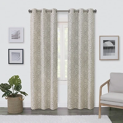 Regal Home Surfaces Ikat Scroll Grommet Top Light-Filtering Single Curtain Panel