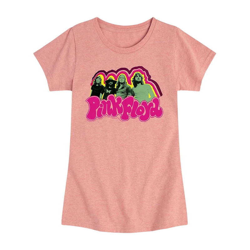 Little & Big Kid Girls Crew Neck Short Sleeve Regular Fit Pink Floyd Graphic T-Shirt