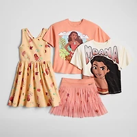 Disney Collection Little & Big Kid Girls Round Neck Short Sleeve Regular Fit Princess Moana Graphic T-Shirt
