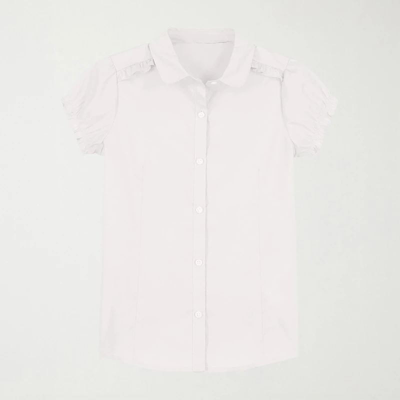 IZOD Little & Big Kid Girls Short Sleeve Regular Fit Stretch Fabric Button-Down Shirt