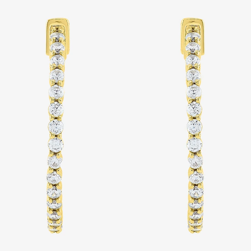 Limited Quantities! Womens 1 CT. T.W. Lab Grown White Diamond 10K Gold 24.3mm Hoop Earrings
