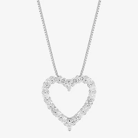 Womens 1/2 CT. T.W. Natural White Diamond 10K White Gold Heart 18 Inch Pendant Necklace