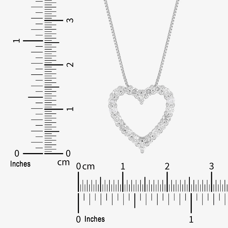 Womens 1/2 CT. T.W. Natural White Diamond 10K White Gold Heart 18 Inch Pendant Necklace