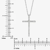 Cross Womens 1/4 CT. T.W. Natural White Diamond Sterling Silver Cross 18 Inch Pendant Necklace