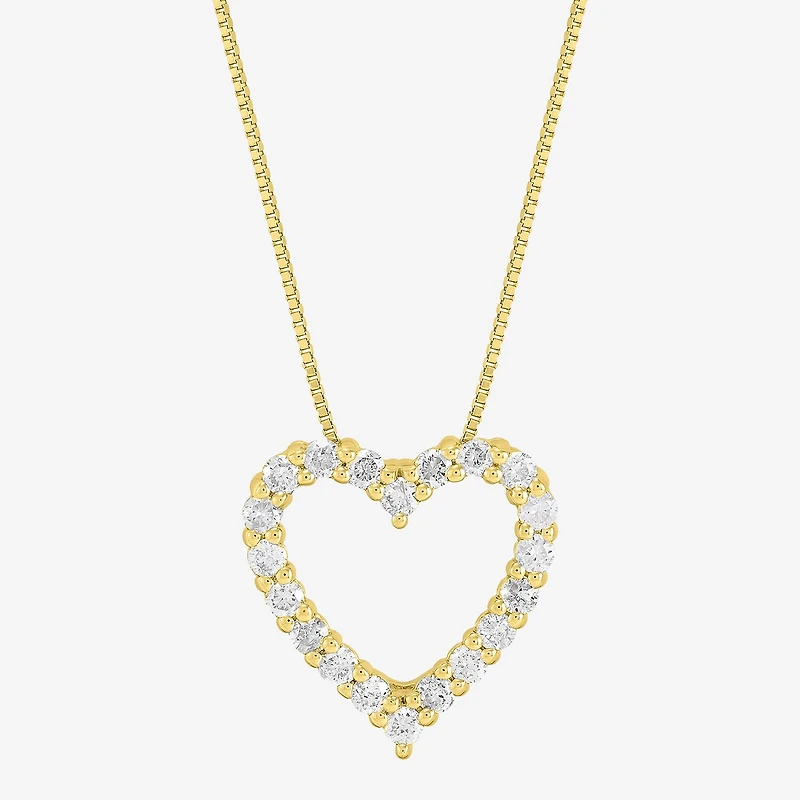 Limited Quantities! Womens 1/2 CT. T.W. Natural White Diamond 10K Gold Heart 18 Inch Pendant Necklace