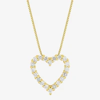 Limited Quantities! Womens 1/2 CT. T.W. Natural White Diamond 10K Gold Heart 18 Inch Pendant Necklace