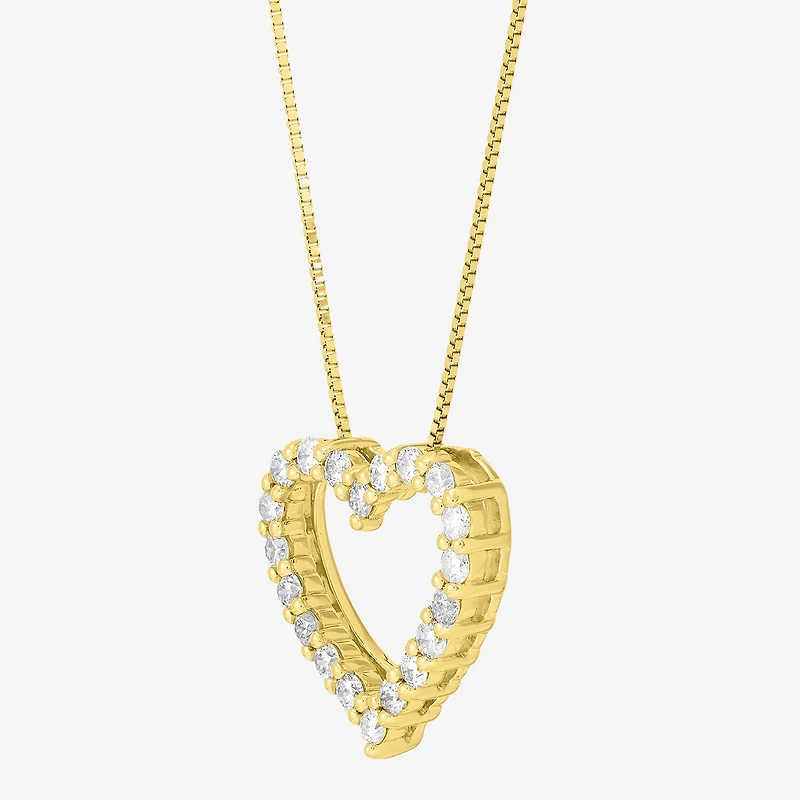 Limited Quantities! Womens 1/2 CT. T.W. Natural White Diamond 10K Gold Heart 18 Inch Pendant Necklace