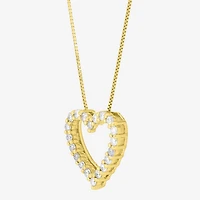 Limited Quantities! Womens 1/2 CT. T.W. Natural White Diamond 10K Gold Heart 18 Inch Pendant Necklace