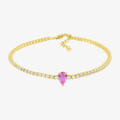 Limited Quantities! Womens Lab Created Pink Sapphire 14K Gold Over Silver Tennis Bracelet