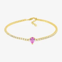 Limited Quantities! Womens Lab Created Pink Sapphire 14K Gold Over Silver Tennis Bracelet
