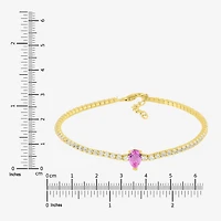 Limited Quantities! Womens Lab Created Pink Sapphire 14K Gold Over Silver Tennis Bracelet
