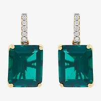 Limited Quantities! Womens 1/10 CT. T.W. Lab Created Green Emerald 14K Gold Drop Earrings